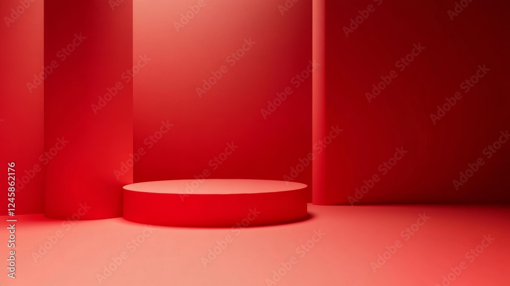 Obraz premium Red studio gradient background for product placement or website. Copy Space, horizontal composition.