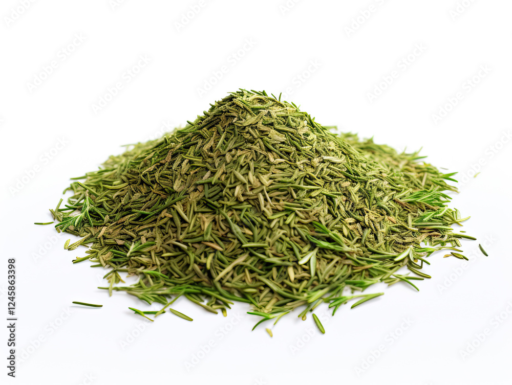 Dried Rosemary Herb Pile, Culinary Ingredient, Close-up Dried Rosemary Herb Pile, Culinary Ingredient, Close-up
