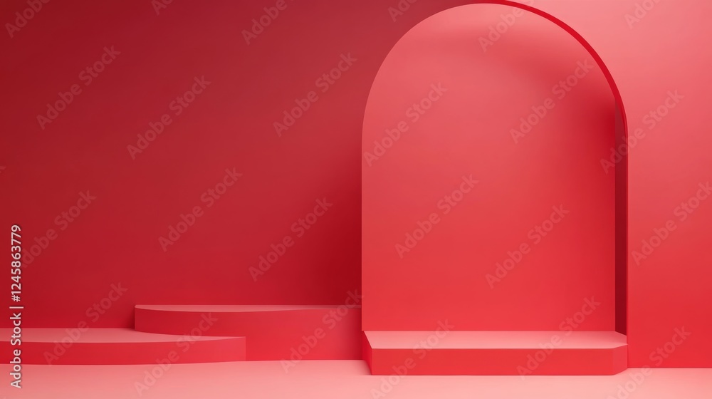 Obraz premium Red studio gradient background for product placement or website. Copy Space, horizontal composition.