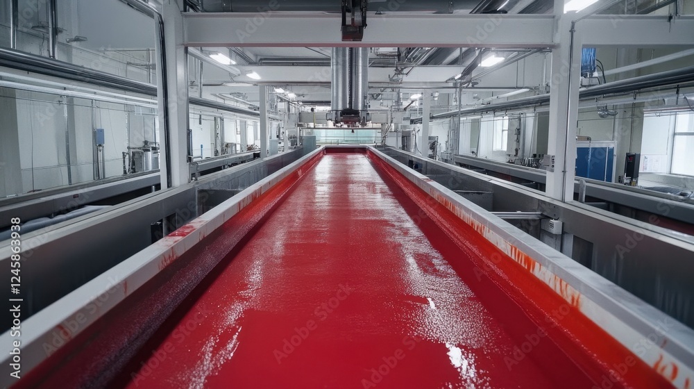 Obraz premium Industrial washing and dyeing machines treating fabric for mass production