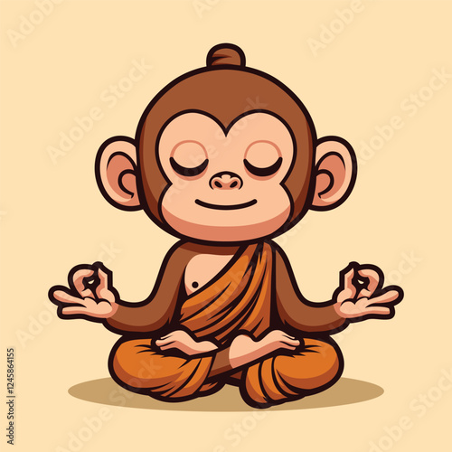 cute monkey monk cartoon illustration