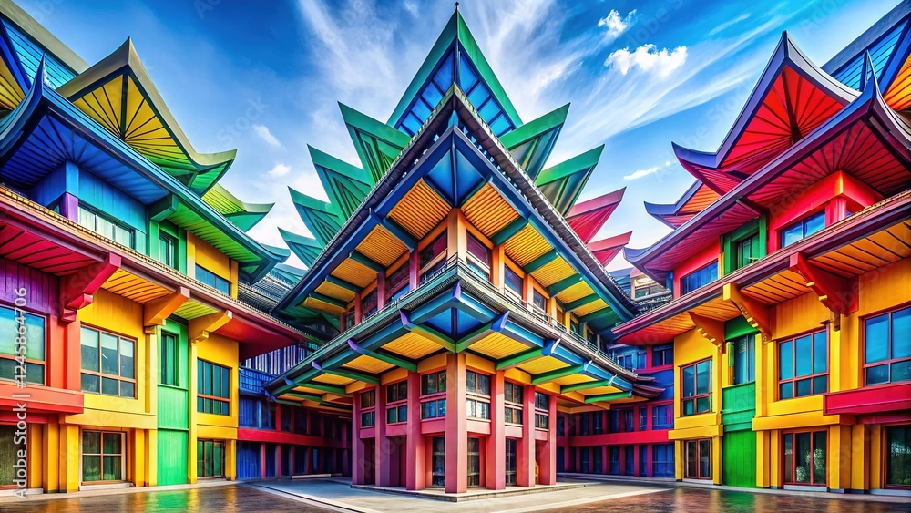 Fototapeta premium Geometric Architecture In Bold Hues