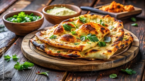 Wallpaper Mural Crispy tandoori bread with charred edges on a wooden platter, food styling, Indian cuisine,  food styling, Indian cuisine Torontodigital.ca