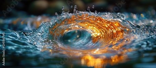 Abstract swirls of water colors viewed through a polarizer filter at a fish ladder showcasing dynamic movement and textures in nature.