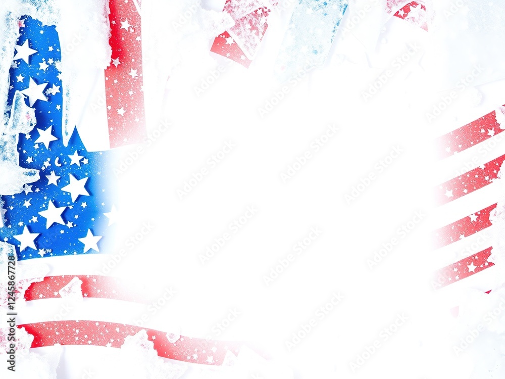 Naklejka premium Icy Stars and Stripes: A Memorial Day Tribute