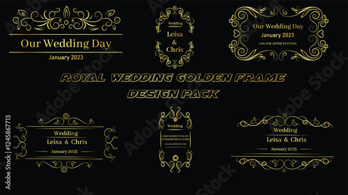 A stunning collection of golden wedding frames designed for a royal and luxurious aesthetic.