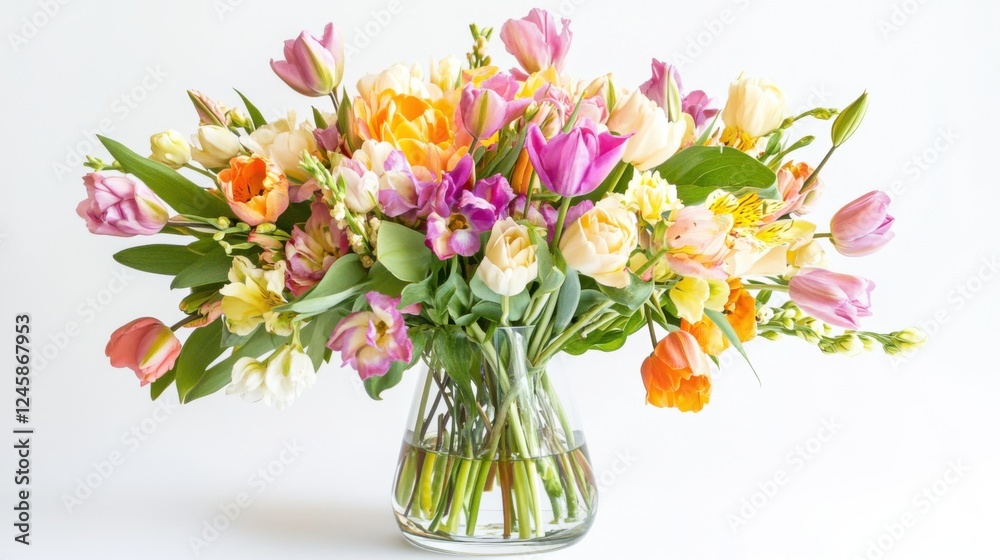 custom made wallpaper toronto digitalFresh Spring Flowers in Glass Vase Celebrating International Women's Day with Soft Pastel Tones and Contemporary Elegance