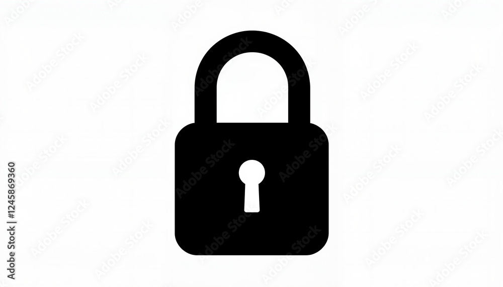 Stylized black padlock on white background, security symbol Stylized black padlock on white background, security symbol