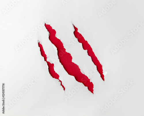 Claws scratches on paper background photo