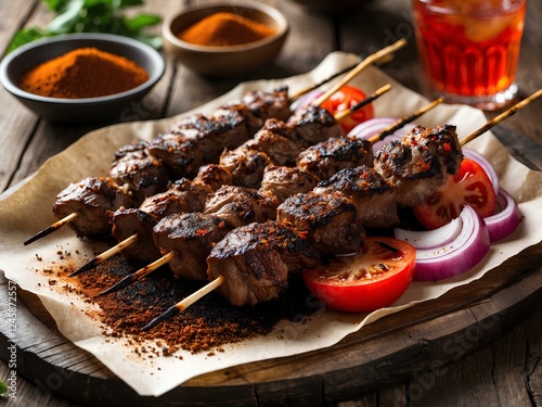 Indulge in the Savory Heat of Nigerian Suya – Spicy Grilled Meat Skewers Marinated to Perfection, Offering a Bold, Flavorful Experience You Won’t Want to Miss! photo