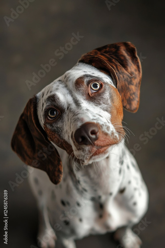 Dog with one ear up and one ear down, adding a touch of playful quirkiness