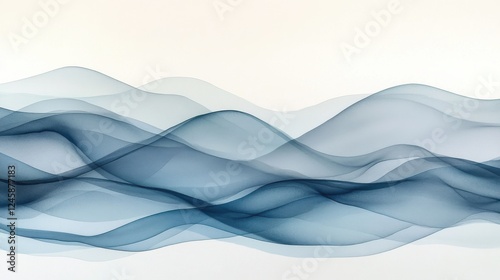 Soft watercolor gradient creating gentle wave patterns in muted blue and gray for a calming aesthetic experience photo