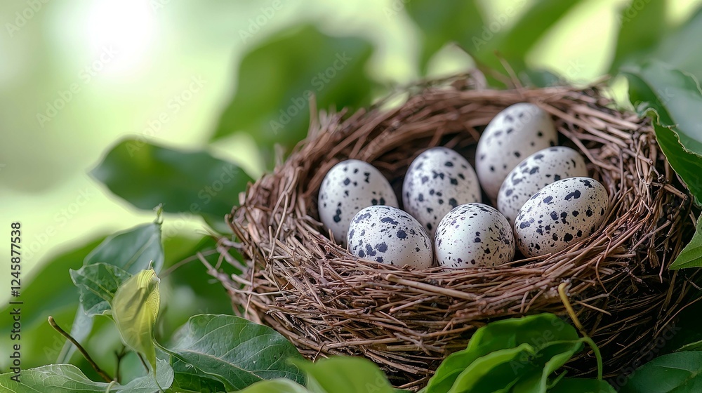Speckled Bird Eggs in a Nest: A Close-Up View of Nature's Beauty Speckled Bird Eggs in a Nest: A Close-Up View of Nature's Beauty