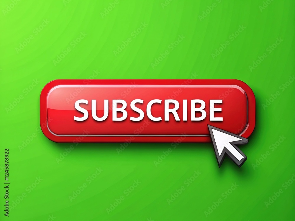 Subscribe Red Button Mouse Clicking in Green Screen Professional Style Subscribe Red Button Mouse Clicking in Green Screen Professional Style
