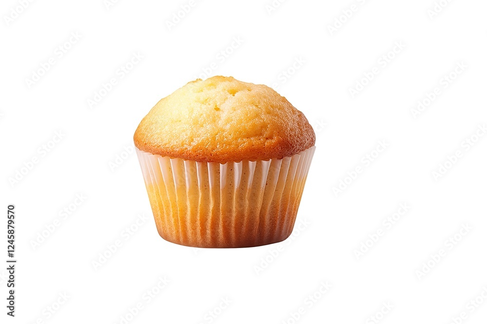 Scrumptious Single Muffin: A Delightfully Realistic Pastry, Isolated on White. Perfect for bakery menus, food blogs, culinary websites, recipe illustrations, and more. High-quality image ideal for Scrumptious Single Muffin: A Delightfully Realistic Pastry, Isolated on White. Perfect for bakery menus, food blogs, culinary websites, recipe illustrations, and more. High-quality image ideal for