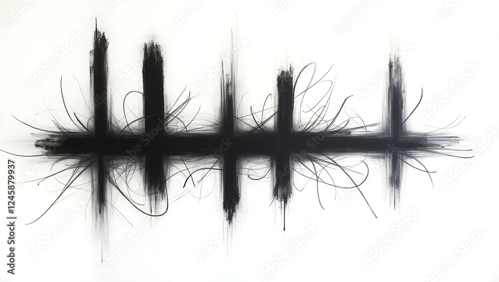 Obraz premium Abstract charcoal scribbles revealing chaos and creativity - perfect for art exhibitions and modern decor