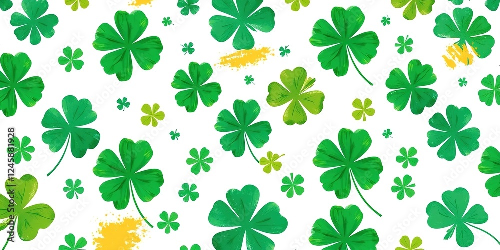 Whimsical St. Patrick's Day: Clover Motifs and Abstract Swirls Whimsical St. Patrick's Day: Clover Motifs and Abstract Swirls