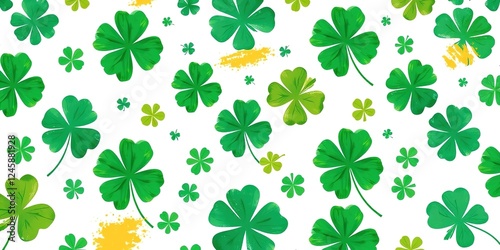 Whimsical St. Patrick's Day: Clover Motifs and Abstract Swirls