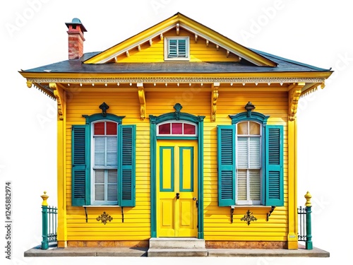 Yellow Shotgun House in the French Quarter of New Orleans