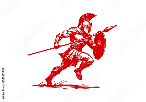 Spartan Warrior drawn sketch vector