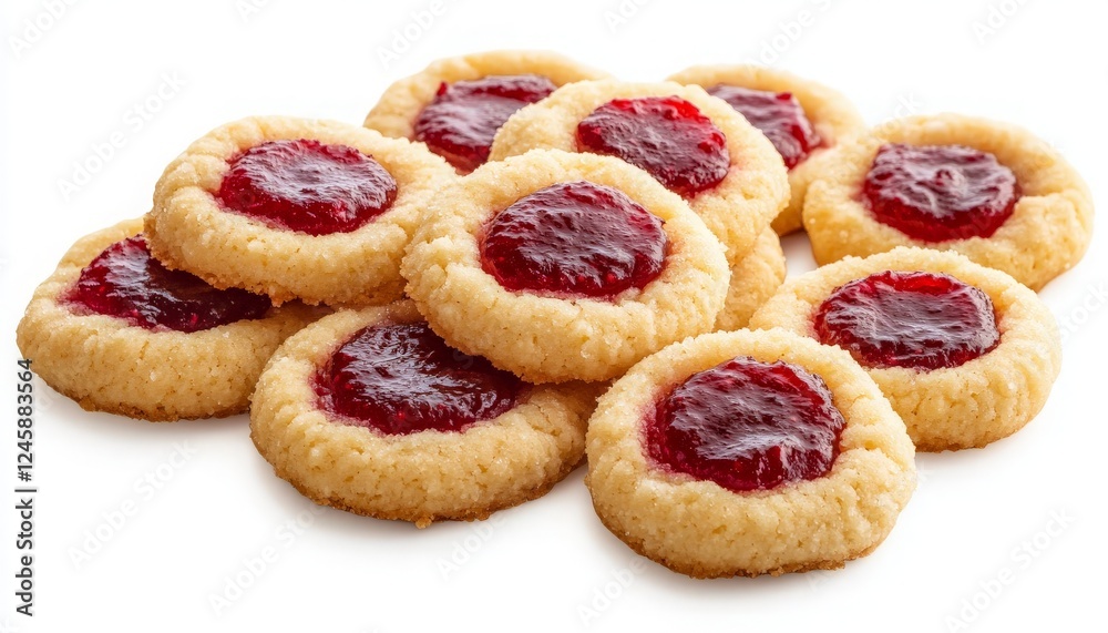 Assorted Jam-Filled Cookies on White Background - A Delicious Collection of Freshly Baked Treats Perfect for Culinary Blogs, Recipe Books, and Food Advertisements. Assorted Jam-Filled Cookies on White Background - A Delicious Collection of Freshly Baked Treats Perfect for Culinary Blogs, Recipe Books, and Food Advertisements.