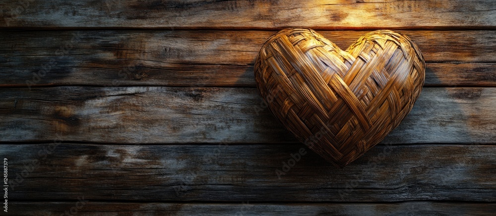 Bamboo Heart Decorated on Rustic Wooden Planks Creating a Warm and Inviting Atmosphere for Home or Event Styling Bamboo Heart Decorated on Rustic Wooden Planks Creating a Warm and Inviting Atmosphere for Home or Event Styling