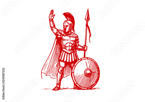 Spartan Warrior drawn sketch vector