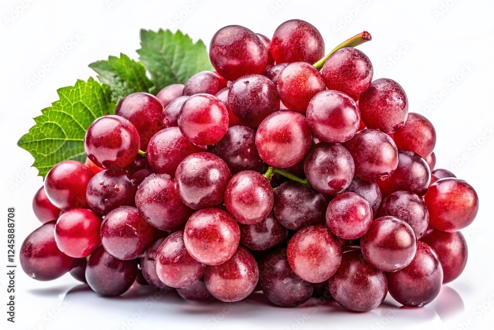 Lush Bunch of Red Grapes Isolated on White Background - High-Resolution Stock Photo Lush Bunch of Red Grapes Isolated on White Background - High-Resolution Stock Photo