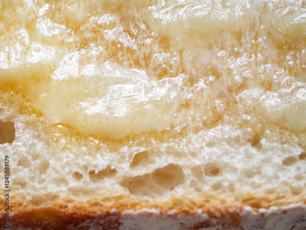 Thin layer of butter on bread : Close-up showing the texture of butter on a slice of bread. Thin layer of butter on bread : Close-up showing the texture of butter on a slice of bread.
