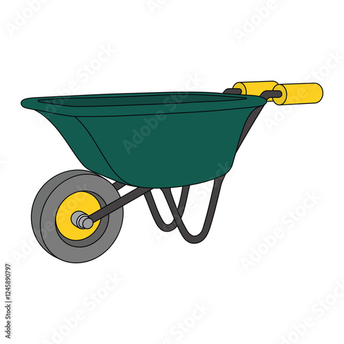 kids drawing vector illustration single wheel barrow cartoon isolated