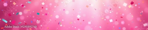 Pink background, vibrant confetti falling, celebratory feel , event, pink, cheerful
