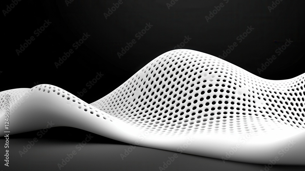 Fototapeta premium White Abstract 3D Geometric Structure with Wave Pattern
