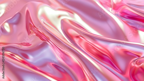 Abstract holographic Background in hot pink Tones. Fluid Shapes of Glass
