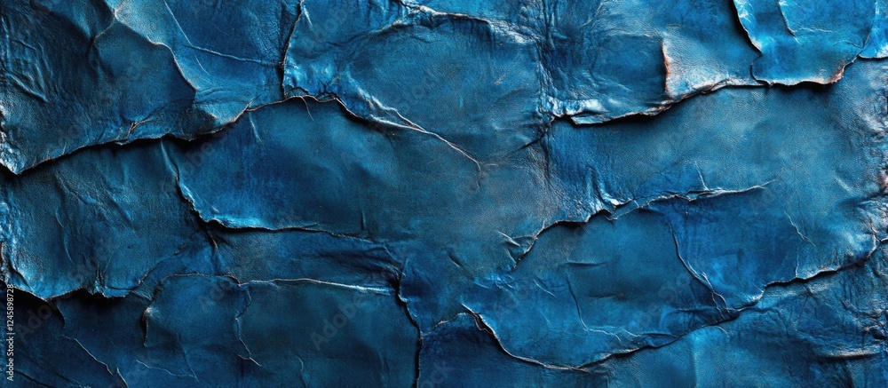 Fototapeta premium Blue leather texture with a rugged appearance ideal for background use in design projects and creative works.