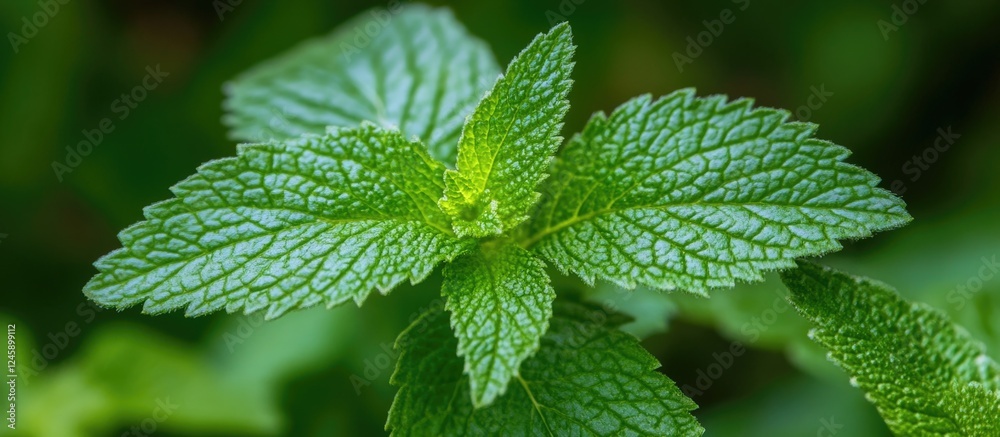 Lush green mint leaves showcasing intricate textures and vibrant color in a natural setting close-up. Lush green mint leaves showcasing intricate textures and vibrant color in a natural setting close-up.