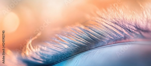 Macro shot of vivid blue pigeon feather showcasing intricate texture and colors ideal for backgrounds and artistic designs photo