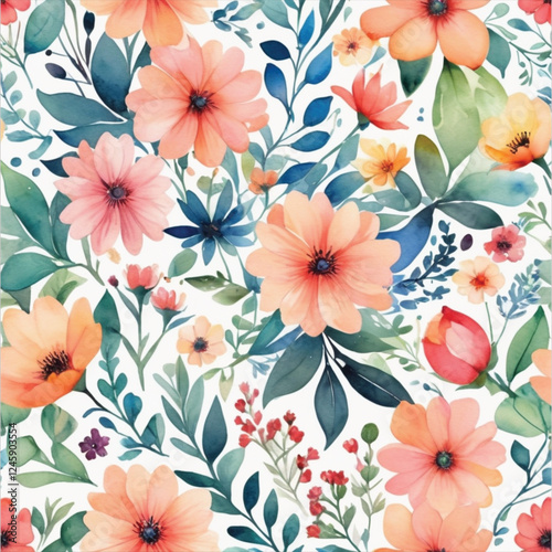 Wallpaper Mural Watercolor Flower Patterns Torontodigital.ca