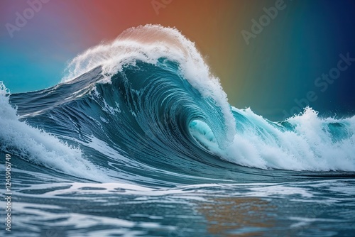 Vibrant Ocean Waves against a Colorful Background