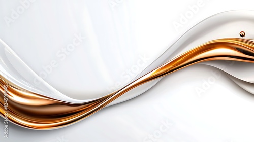 Abstract Gold and White Liquid Wave Background
