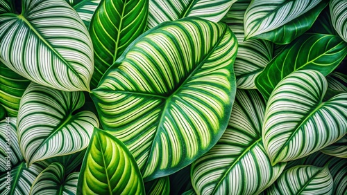 Wallpaper Mural Lush Tropical Leaves Macro Photography:  Vibrant White & Green Foliage Detail Torontodigital.ca