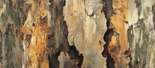 Artistic Close-Up of Textured Wooden Bark in Earthy Tones Highlighting Natural Patterns and Organic Details for Creative Backgrounds photo