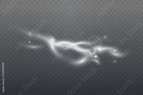 Realistic lightning flash effect, thunderstorm and lightning. Shining white lightning isolated on transparent background, natural phenomenon png. Black lightning.