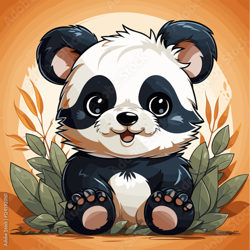 Panda. Panda hand-drawn comic illustration. Cute vector doodle style cartoon illustration