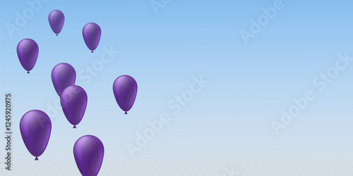 Set of realistic inflatable balloons of different colors. Vector illustration for design, birthday, party, decor, banner, png.	
