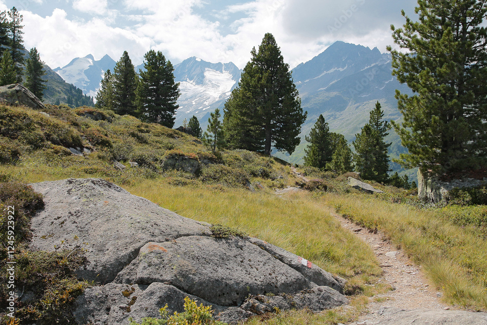 Fototapeta premium bergwandern in ursprünglicher Natur im Nationalpark Hohe Tauern in Österreich