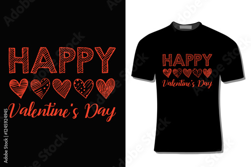 Valentine's Day T-Shirt Design Illustration With Heart Shape For Print, Poster, Card, Mug, Bag, And Invitation.