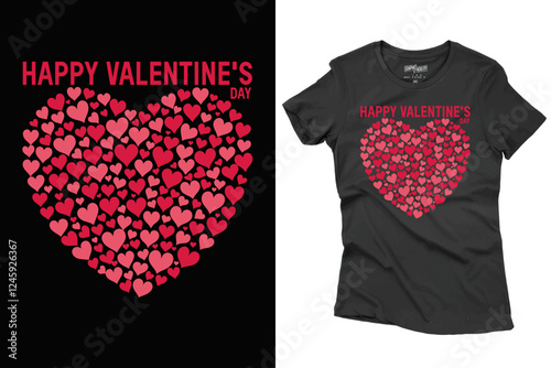 Valentine's Day T-Shirt Design Illustration With Heart Shape For Print, Poster, Card, Mug, Bag, And Invitation.