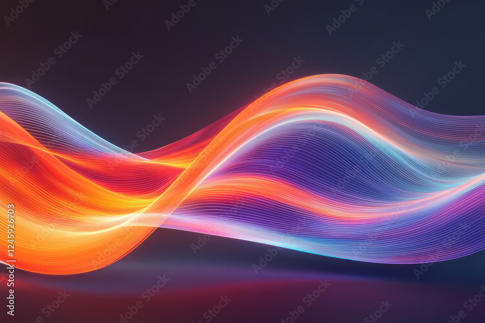 Fototapeta premium A vibrant composition featuring dynamic flowing light trails in bold hues, enhanced by glowing