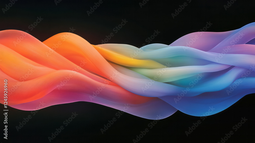 Obraz premium A sweeping motion of multicolored light streams weaving through a dark space, gently interspersed