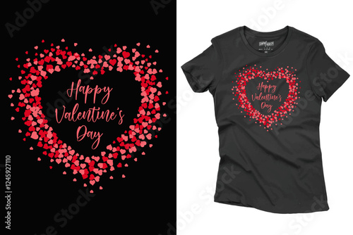 Valentine's Day T-Shirt Design Illustration With Heart Shape For Print, Poster, Card, Mug, Bag, And Invitation.